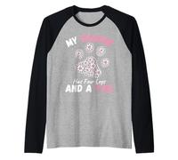 My Shadow Has Four Legs and A Tail Dog Flower Paws Raglan Baseball Tee