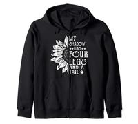 My Shadow Has Four Legs And A Tail Paws Flower Zip Hoodie