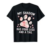 My Shadow Has Four Legs Floral Paw Quote Dog Cat Lovers T-Shirt