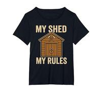 My Shed My Rules Old Boys Senior Woodworking Hobby T-Shirt, Women's Plus, Black, 2X
