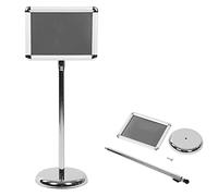 My Shopfittings A3/A4 Black OR Silver Floor Standing Sign Holder Poster Menu Floor Display Stand Adjustable (A3 x Silver Round Cornor)