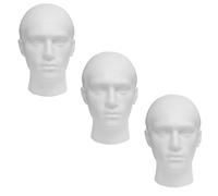 My Shopfittings Craft Foam Wig Head - White Male Mannequin Wig Holder Stand White Polystyrene Foam (3 x Male Polystyrene head)