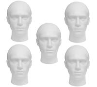My Shopfittings Craft Foam Wig Head - White Male Mannequin Wig Holder Stand White Polystyrene Foam (5 x Male Polystyrene head)