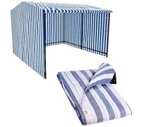 MY Shopfittings Ltd170gsm Blue/White Heavy Duty Striped Tarpaulins - Waterproof Versatile Outdoor Market Stall Sheet Cover (4.5M X 6.0M (15' X 20'))