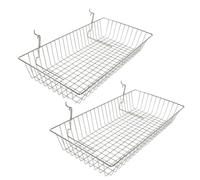 My Shopfittings PACK OF 2. Chrome Slatwall Shelves & Baskets - 60 x 30 x 10cm. Gridwall/Slatwall Shallow Multifit Basket - W600mm / 24″ Large 600mm wide chrome multi-fit basket.