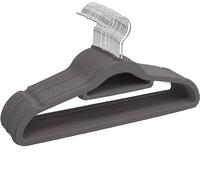 My Shopfittings Velvet Hangers, 42 cm Wide, Space-Saving, High Load Capacity, 360° Swivel Hooks, Grey, Plastic, Non Slip Coating, Slim, Rotatable, Triangular, 5 Pack, Suits Shirts Coats Dresses