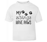 My Siblings Have Paws (Pawprints) [BBY4] Short Sleeve Cotton Toddler t Shirt, 1-2 Years, White