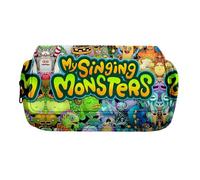 My Singing Monsters Fashion Stationery Pencil Case for Girls/Boys Teenager Schooler Gift, Wubbox Cartoon Large Capacity Compartment Back to School Pen Bag (N, 21 x 10 x 7.5 cm)