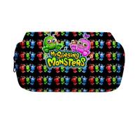My Singing Monsters Fashion Stationery Pencil Case for Girls/Boys Teenager Schooler Gift, Wubbox Cartoon Large Capacity Compartment Back to School Pen Bag (E, 21 x 10 x 7.5 cm)