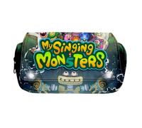 My Singing Monsters Fashion Stationery Pencil Case for Girls/Boys Teenager Schooler Gift, Wubbox Cartoon Large Capacity Compartment Back to School Pen Bag (B, 21 x 10 x 7.5 cm)