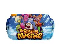 My Singing Monsters Fashion Stationery Pencil Case for Girls/Boys Teenager Schooler Gift, Wubbox Cartoon Large Capacity Compartment Back to School Pen Bag (A, 21 x 10 x 7.5 cm)