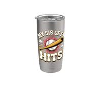 My Sis Gets Hits Softball Player Fastpitch Stainless Steel Insulated Tumbler