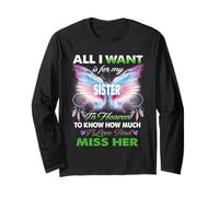My Sister in Heaven Birthday Shirt, Miss My Sister My Angel Long Sleeve T-Shirt