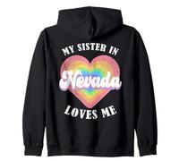 My Sister In Nevada Loves Me Heart Retro Groovy USA Zip Hoodie