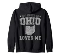 My Sister In Ohio Loves Me America Vintage State Zip Hoodie