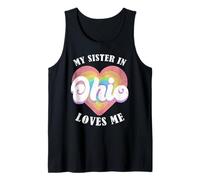 My Sister in Ohio Loves Me Heart Retro Groovy USA Tank Top
