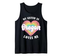 My Sister in Oregon Loves Me Heart Retro Groovy USA Tank Top
