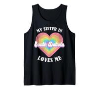 My Sister in South Dakota Loves Me Heart Retro Groovy USA Tank Top