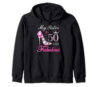 My Sister Is 50 And Fabulous Chapter 50th Birthday For Women Zip Hoodie
