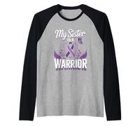 My Sister is A Warrior Purple Ribbon Support Raglan Baseball Tee