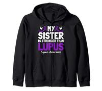 My Sister Is Stronger Than Lupus Purple Lupus Awareness Zip Hoodie