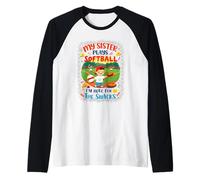 My Sister Plays Softball I'm Here For The Snacks Brother Kid Raglan Baseball Tee