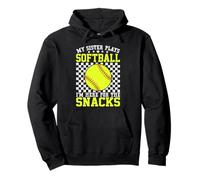 My Sister Plays Softball I'm Here for The Snacks Funny Pullover Hoodie