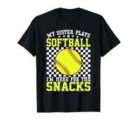 My Sister Plays Softball I'm Here for The Snacks Funny Value Graphic T-Shirt, Men, Black, L