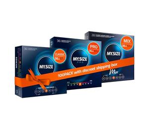 MY.SIZE 100 Condoms 57 mm Megaset Classic+Mix+Pro I Size 1 I Economical 100-piece Packet I Extra Thin Premium Condoms I Very Thin Sensitive I Wall Thin