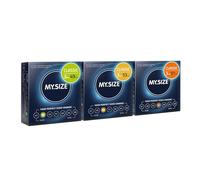 MY.SIZE Classic Condoms 3 Piece Trial Pack I 49, 53, 57 mm Width I 3x3 Pieces Premium Kondoms Extra Thin I True to Touch Gossamer I Thin 0,07 mm Wall Thickness I Condom Vegan