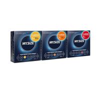 MY.SIZE Classic Condoms 3 Piece Trial Pack I 53, 57, 60 mm Width I 3x3 Pieces Premium Kondoms Extra Thin I Condom True to Touch Gossamer I Thin 0,07 mm Wall Thickness I Vegan