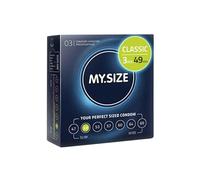 MY.SIZE Classic Condoms Size 2 I 49 mm Width I 3 Pieces Trial Pack I Premium Extra Thin I Kondoms True to Touch Gossamer I Thin 0.07 mm Wall Thickness I Vegan I Condoms for Men