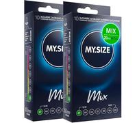 MY.SIZE Mix Condoms 47mm 20 Pieces - Narrow fit | Variants: Blue, red Strawberry Flavor, Ribbed, Natural | Premium Condoms | German Brand | Thickness 0.07 mm