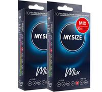 MY.SIZE Mix Condoms 60mm 20 Pieces - Size XXL | Variants: Blue, red Strawberry Flavor, Ribbed, Natural | Premium Condoms | German Brand | Thickness 0.07 mm | Made of Natural Rubber Latex