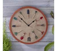 My Smart Buy 12In Garden Tool Wall Clock - 30 Cm Decorative Metal Clock With Hand-Painted Tools, Weatherproof, Quartz Movement
