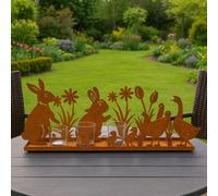 My Smart Buy Bunny Silhouette Tea Light Holder Rustic Weathered Rust Garden Easter Decoration 50Cm Candle Display
