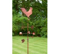 My Smart Buy Cockerel Windvane Xl - 213 Cm Outdoor Wind Sculpture With Rustic Copper Finish And Rooster Design, Weather-Resistant For Gardens