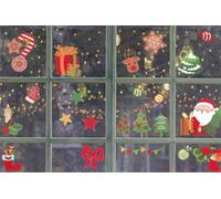 My Smart Buy Festive Christmas Window Sticker Set - 120 Assorted Santa, Snowflake & Tree Designs - Reusable Static Cling For Windows