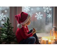 My Smart Buy Festive Snowflake Window Sticker Set - 144 Assorted Designs, Reusable & Easy Peel Application
