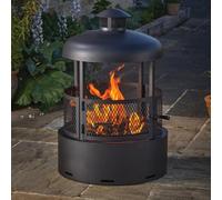 My Smart Buy Fire Dancer Stylish Round Black Steel Firepit With Heat-Resistant Finish - Logs Or Briquettes - Easy Outdoor Assembly - 80 X 55Cm