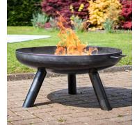 My Smart Buy Grande Caldera Large Brushed Steel Firebowl With Stable Base - Use With Logs Or Briquettes - Outdoor Heating - 40 X 80Cm