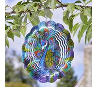 My Smart Buy Peacock Spinner - 30 Cm Decorative Stainless Steel Garden Spinner With Holographic Effect, Weatherproof For Outdoor Use
