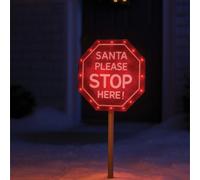 My Smart Buy Santa Stop Here Led Sign - Bright Lights, Battery Operated With Timer Function