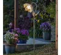 My Smart Buy Scroll Petal Solar Stake Light Verdigris - Colour-Changing Crackle Ball - Garden - 90Cm