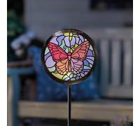 My Smart Buy Solar Butterfly Garden Stake Light - Hand-Painted Stained Glass Effect - 89Cm Height