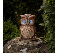 My Smart Buy Solar Powered Blinking Owl Ornament Weather Resistant Outdoor Garden Novelty Decoration With Light Up Eyes H25 X W18Cm