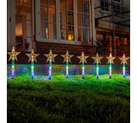 My Smart Buy Stardecor 8 Pc Multi Led Star Stake Lights - 24 Led Battery Garden Path Christmas Decoration