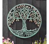 My Smart Buy Tree Of Life - 60 Cm Decorative Verdigris Garden Wall Plaque, Rustic Finish, Ideal For Outdoor Or Indoor Spaces