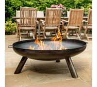 My Smart Buy Ultimo Caldera Extra-Large Brushed Steel Firebowl - Stylish Outdoor Fire Pit With Three-Leg Support - Easy Assembly - 38 X 100Cm