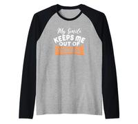 My Smile Keeps Me Out of Trouble Raglan Baseball Tee